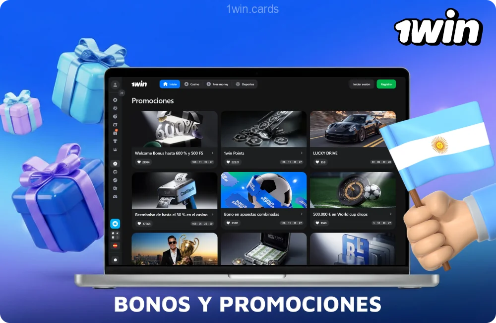 1win Argentina ofrece bonos de bienvenida, reembolsos, promociones deportivas, reembolsos de rake en póquer y puntos de bonificación para los jugadores activos
