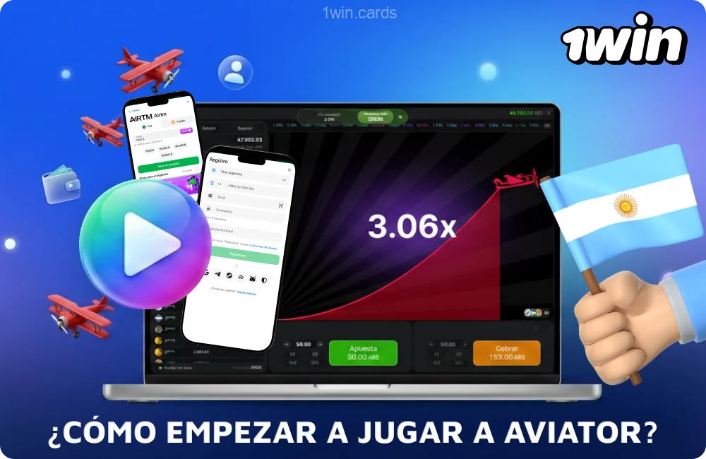 Para jugar a Aviator en 1win Argentina, regístrate, realiza un depósito y haz una apuesta en el juego