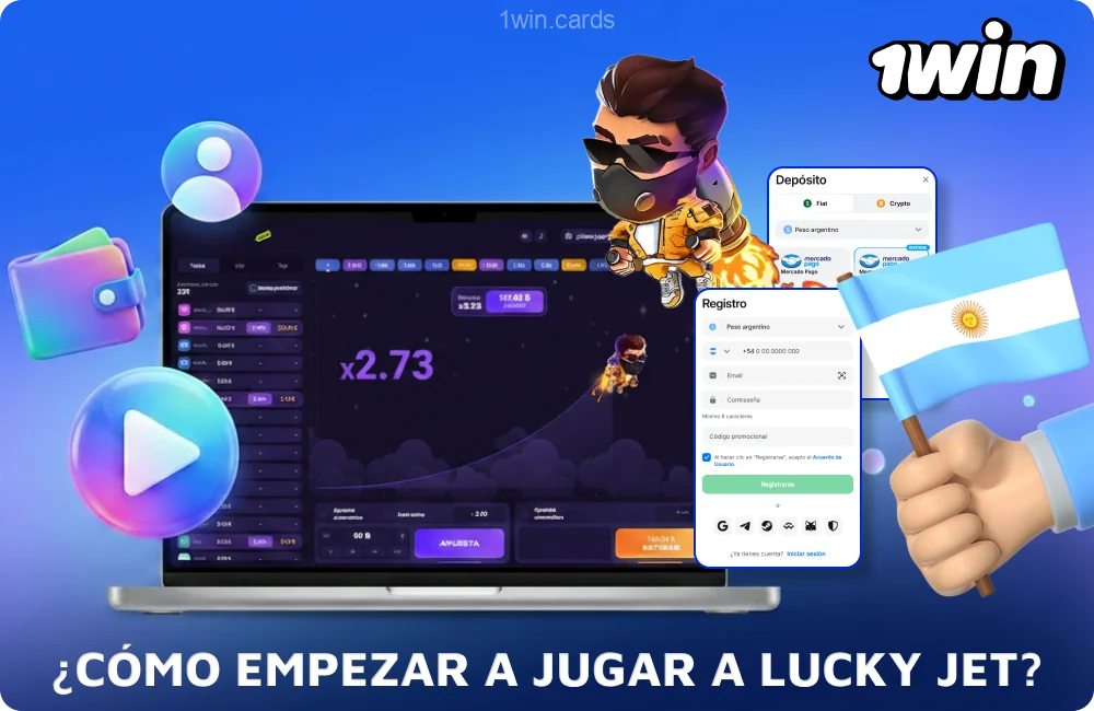 Para jugar a Lucky Jet en 1win Argentina, regístrate, realiza un depósito y haz tu primera apuesta